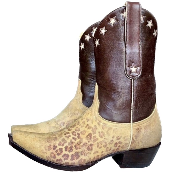 OLD GRINGO ‘Vintage’ Boots Leopard Star Short Cowgirl Cowboy Western Size 8 - Picture 1 of 11
